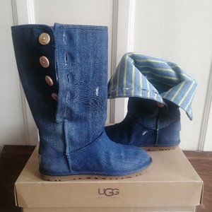 NEW! UGG Australia Denim Boots Lo Pro Button Women 7